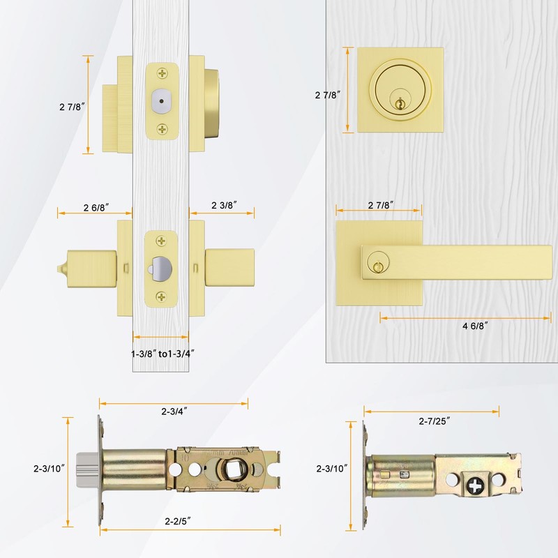 Haidms 2 Pack Gold Exterior Door Lock Set, Front Door