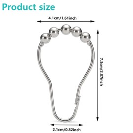 Rustproof Shower Curtain Rings Hooks,12 Pcs Shower Curtain Rings,Shower Curtain Hooks,Metal Heavy Duty Roller Shower Hooks,for Bathroom Curtain, Shower Rod Curtain