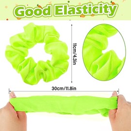 Lusofie Lusofie 2Pcs 80s Neon Hair Scrunchies Yellow Large Scrunchie Elastics Fluorescent Yellow Scrunchy Hair Bands Hair Ties for Women and Girls