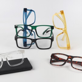 GUD Oversized Reading Glasses for Men Women 6 Pack Large Frame Metalless Screwless Spring Hinges Readers +2.25