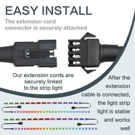LAZZPPO 8 Pcs 4 Pin RGB Extension Cable RGB Wire Motorcycle Led Light Underglow Kit for ATV Car Trucks Rock Lights & Neon Strips (60 Inch)