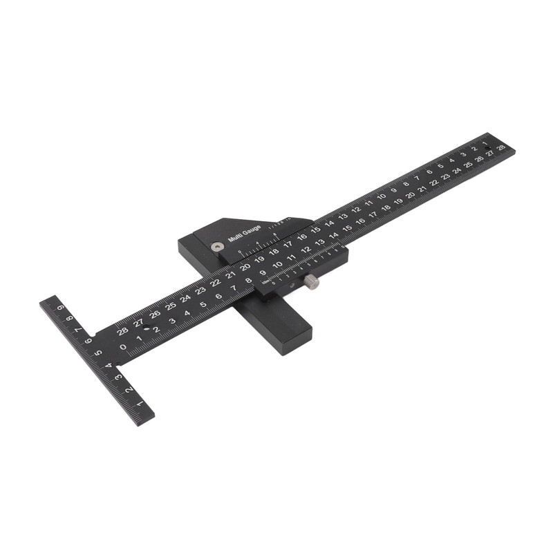 Multifunction Woodworking Ruler Aluminum Alloy T Shaped Black Measuring Marking
