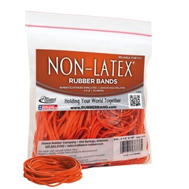 Alliance Rubber 37338#33 Non-Latex Rubber Bands, 1/4 lb Poly Bag Contains Approx. 180 Bands (3 1/2" x 1/8", Orange)