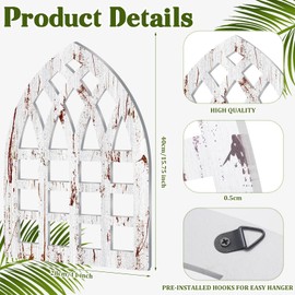 6 Pcs Rustic Window Frame Arch Wood Farmhouse Wall Decor 15.75 x 11 Inch Pane Hanging Distressed Cathedral Window Wall Decor Fake Window Rustic Wall Art for Home Bedroom Living Room