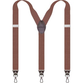 AYOSUSH Mens Suspenders with Hooks Heavy Duty Big and Tall Jeans Dark Brown Vintage 1920s Retro
