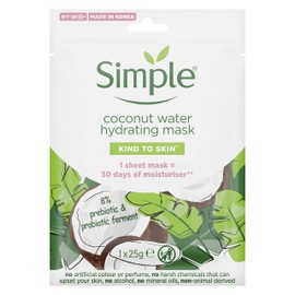 Simple Kind to Skin Hydrating Coconut Water Cruelty-free and Vegan Sheet Mask for Sensitive Skin 1 Pc
