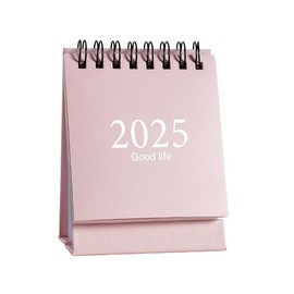 Vocoliday Mini Desk Calendar July 2024 to Dec 2025，Portable Small Desktop Calendar Standing Flip Academic Year Monthly Calendars for Home Office Table Decoration and Planning Organizing (Pink)