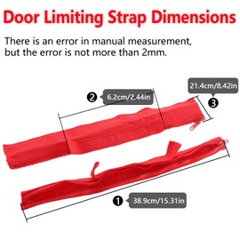 IFYKIM 2 PCS Door Limiting Straps Door Limit Check Strap with Zipper Compatible with 2007-2020 Wrangler JK JL TJ YJ CJ JKU Car Door Harness Protector (Red)