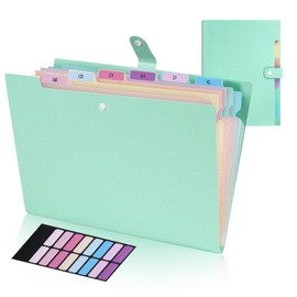 Agoer Accordion File Organizer with 7 Pockets, A4/Letter Size Portable Expanding File Folder, Eco-Friendly Wheat Straw Document Folder with Labels and Snap Closure for School Office College Supplies