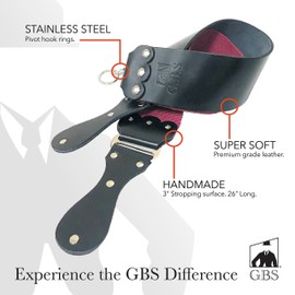 G.B.S Ultra Wide Straight Razor Strop Handmade Barber Leather Razor Strop for Sharpening Razor, & Tools Dual Sharpening Strap in Black and Maroon with Fine Edges blade 3" x 26" for Men