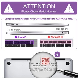 Anban Compatible with MacBook Air 13 inch Case 2022 2021 2020 2019 2018 Release A2337 A2179 A1932 Touch ID, Glitter Plastic Laptop Hard Shell Case + Keyboard Cover + Screen Protector, Sparkly Pink