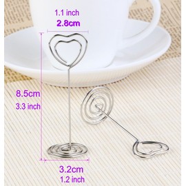 JZK® 20 x Metal Heart Swirl Photo memo Note Clip Holder Stand Wedding Name Place Card Holder for Wedding or Other Occasions (Silver)