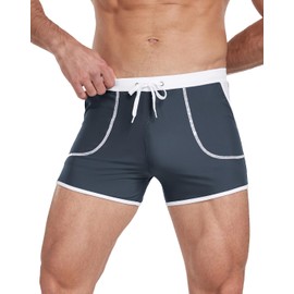 Husmeu Men's Swimming Trunks Short Sport Boxer Quick Dry Beach Swim Trunks with Elastic Waistband and Two Big Pocket Grey XXL