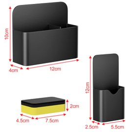 Fousenuk Pack of 3 Magnetic Pen Holder with Sponge, Marker Holder Pen Container, Pen Holder, Marker Holder for Fridge, Whiteboard, Locker (Black)