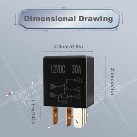 2Pcs 5 Pin 12V 30A Relay, Multi Purpose Automotive Relay Black Starter Relay, Car Starter Switch Relays, High Performance Starter Universal for Car Motor Automotive Replacement Accessories