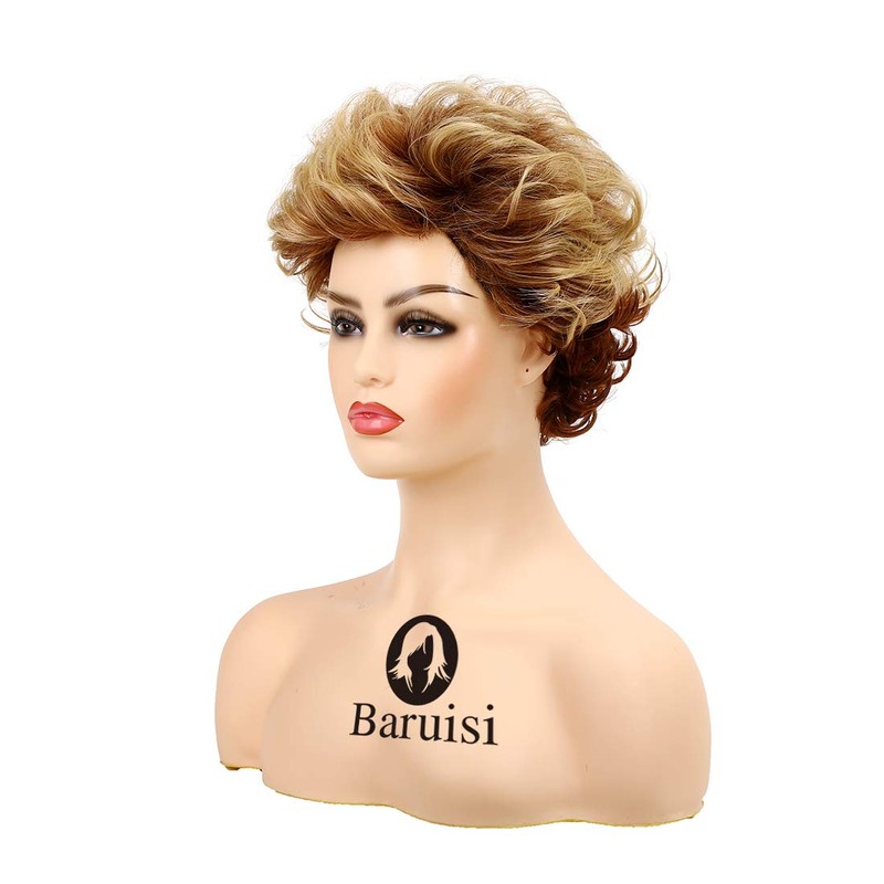 Baruisi Short Brown Pixie Wigs for Women Natural Looking Layered