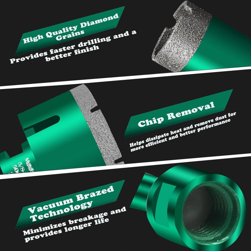 Mgtgbao Diamond Core Drill Bit, 1Pcs 3/16" (5mm) with 5/8-11