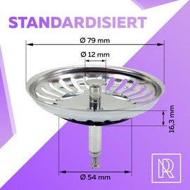 M. ROSENFELD HOME Indispensable universal strainer basket sink, 79 mm, high-quality plug for any kitchen sink