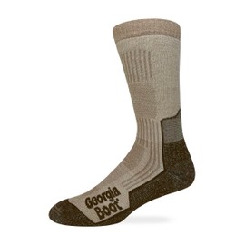Georgia Boot Mens Merino Wool Year Round Cushion Crew Socks 1 Pair Pack (US, Alpha, Large, Regular, Regular, Khaki/Brown)