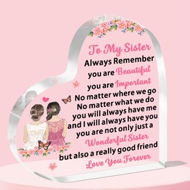 FMCC Gifts for Sister, Acrylic Plaque Sister Birthday Gifts, Sister Christmas Graduation Gifts, Sister Gifts from Sister for Women Girls Beautiful Sister