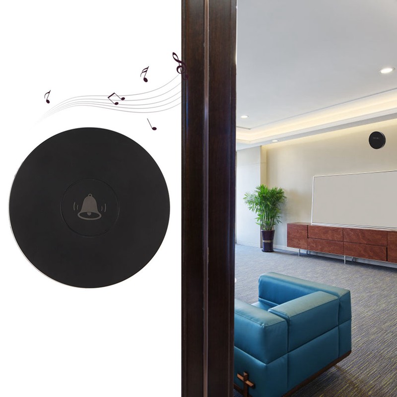 Black Wireless Doorbell Self Powered Waterproof Door Bell with 58