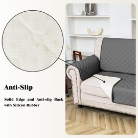 Ameritex Waterproof Dog Couch Cover Faux Leather with Anti-Slip Back New Pattern Pet Bed Cover Furniture Couch Sofa Car Seat Cover for Puppy Kids Grey