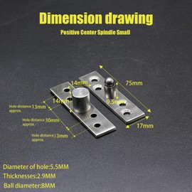 2 Pcs Center Pivot Hinges 360 Degree Door Pivot Hinge Stainless Steel Hidden Hinges Concealed Rotating Door Hinge for Door Window Cabinet (75mm x 17 mm)