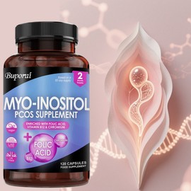 Myoinositol PCOS Supplement - Myoinositol Tablets Enriched with Folic Acid, Vitamin B12 and Chromium - Supports Hormonal Balance in Women (Vegan & Gluten Free), 1 Count, 120 Tablets / 미오이노시톨 PCOS 보충제 - 엽산 비타민 B12 크롬이 풍부하게 함유된 미오이노시톨 정제 - 여성의 호르몬 균형 유지 (비건 & 글루텐 프리), 1개, 120정