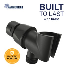 HammerHead Showers® Solid Metal Handheld Shower Head Holder - Matte Black - Adjustable Shower Wand Holder with Universal Wall Hook Bracket and Brass Pivot Ball - Hand Held Shower Head Holder