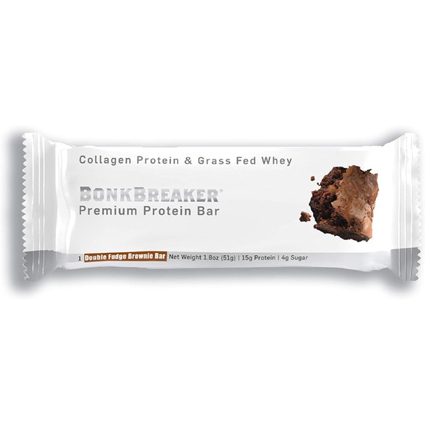 Double Fudge Brownie Premium Protein Bar by Bonk Breaker - All Natural, Gluten Free, Low Calorie, Low Carb - 1.8 Oz each - 12 Bars