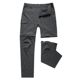 Men's Hiking Pants Convertible Zip Off Lightweight Waterproof Quick Dry Outdoor Fishing Travel Safari Camping Dark Grey 36