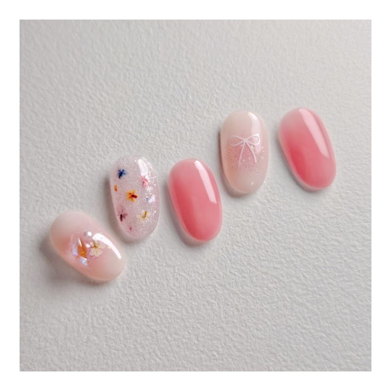 Fleur Handmade Nail Tips Fresh Flower Nails - Coffin Long