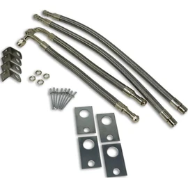 TireMinder 16-19.5 Inch Braided Steel Valve Extender Kit for Dually Wheels, Rim Mounted, 4 Pack