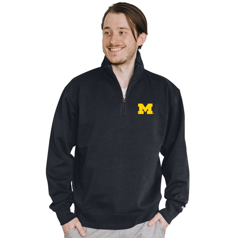 Blue 84 Men's Michigan Wolverines Quarter Zip Sweatshirt Icon Team