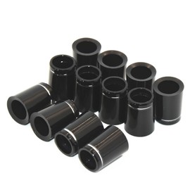 AmxKepoda 12pcs Premium Golf Iron Ferrules Black with Single Silver Ring Golf Club Ferrules For .370 Shaft Taper Tip Iron 9.5X19X13.5mm
