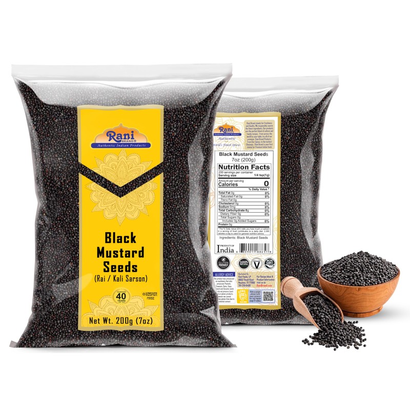 Rani Black Mustard Seeds Whole Spice (Kali Rai) 7oz (200g)