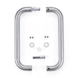 Ranbo C-Shaped 8" Tubular Back-to-Back Frameless Glass Shower Door Push Pull Handle, Fits 6-12mm(1/4"-1/2") Glass Doors,8" Mounting Hole Distance,for Shower,barn Door,Brushed Nickel