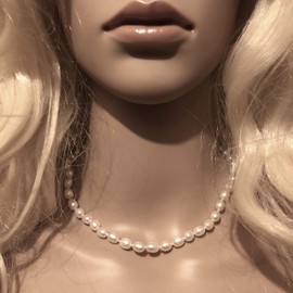 HH Jewellery White Freshwater Pearl NECKLACE 16 inches Cultured .925 Sterling Silver Clasp