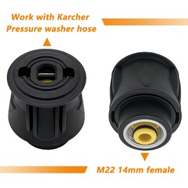 Fai Top High Pressure Quick-Fitting for Gun and Power Washer,Hose Connector Adapters Only Compatible Karcher Hose, to M22 14mm Female Fitting,1 Pack