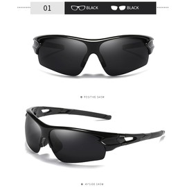 yoofun Sunglasses Mens, Polarised Safety Glasses for Men Women Youth Baseball TAC Glasses UV400 Protection, Black