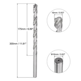 sourcing map 16mm Twist Drill Bits, High-Speed Steel Straight Shank Extra Long Drill Bit 300mm Length for Wood Plastic Aluminum