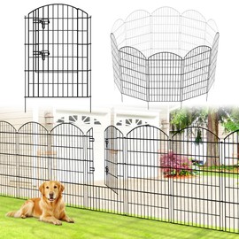 Thealyn Metal Garden Fence 40 in H x 28 in W 5 Panels (4 Panels + 1 Gate) Total Length 11.6 ft, No Need Dig Rustproof Animal Barrier Fencing Border Fence for Dog, Patio,Yard, Landscape, Flower Bed