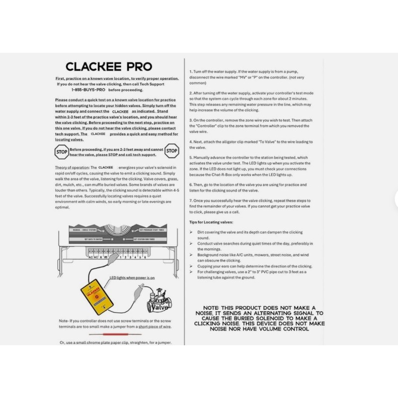 The Original Clackee PRO V2.1 Sprinkler Valve Locator Irrigation Buried