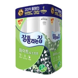 Highly soluble in water, 3-ply, premium thick, 30 rolls, white, high-jazz, soft / 물에잘녹는 3겹 프리미엄두꺼움 30롤 화이트 하이재지 부드러운