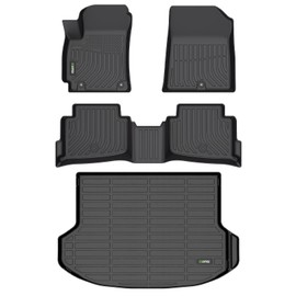 HAFIDI® Floor Mats & Cargo Liner Set Fit for Kia Seltos 2024 2025 (Cargo Liner Only Fit The Upper Layer) All Weather Protection TPE Anti-Slip Car Full Set Floor Liners Custom Accessories - Black