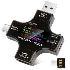 Fastsaw Type-C and USB Tester 2 in 1, DC 3.6-32V, 0-8A, Multifunction Power Meter, IPS Digital LCD Display, Support Multimeter Voltage, OTG Protocols and Multiple Fast Charges