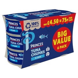 Princes Tuna Chunks in Brine 6 x 145g