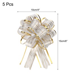 sourcing map 5pcs 6 Inch Large Pull Bow Gift Wrapping Bows Ribbon Organza Bows White for Wedding Baskets Presents Christmas Party
