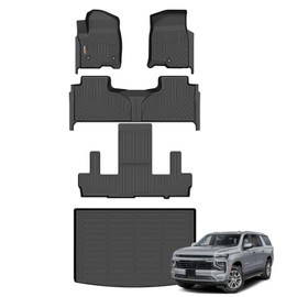 Binmotor-Floor Mats & Cargo Liner for 2021-2026 Chevy Suburban/GMC Yukon XL-7Seater (with 2nd Row Bucket Seat), All Weather Car Floor Mats Accessories for GMC Yukon XL