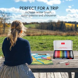 iCrayon 25 Colors Water Soluble Pastels, Watercolor Pastels Set for Beginners and Hobbyists, Includes Sharpener, Palette & Brush for Vibrant Art Creations (Classic)